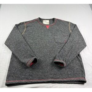 32 Bar Blue Sweater Mens 2XL Gray Pullover Crew Neck Pocket Cotton